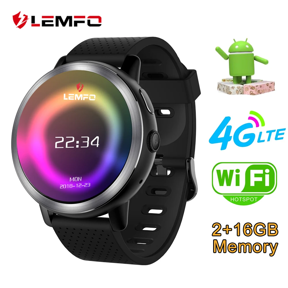 

LEMFO LEM8 Android 7.1 Smart Watch 4G LTE Wifi GPS Smartwatch Phone RAM 2GB + ROM 16GB 1.39 inch AMOLED Clock with 2MP Camera