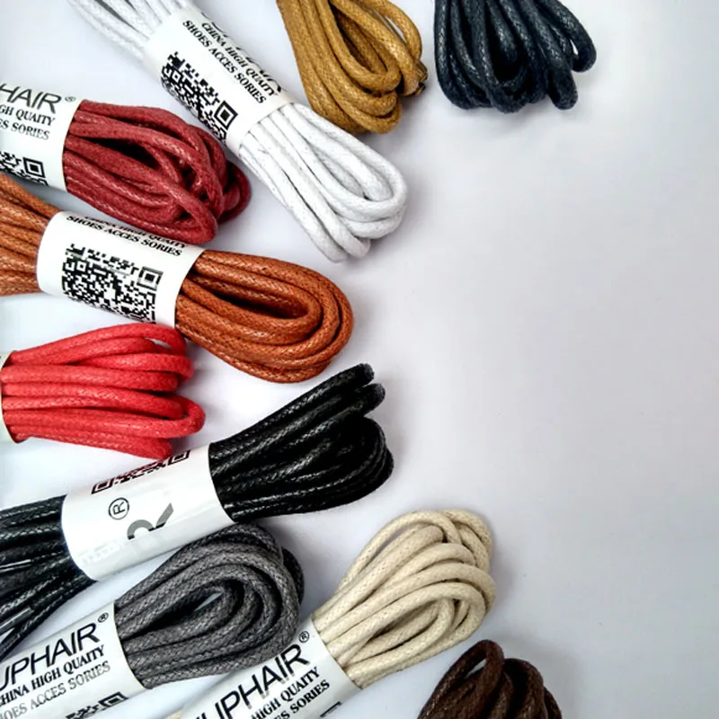 JUP 1 Pair New Round Waxed Unisex Shoelaces Dress Canvas Shoe Lace Sneaker Boots Cotton Shoe Laces Unisex Strings Shoelace Color