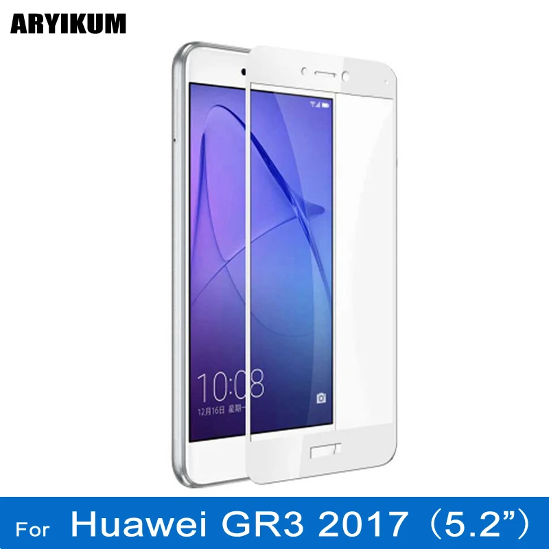 ARYIKUM HD полное покрытие закаленное стекло для Huawei GR3 2017 5 2 &quotЗащита экрана черная