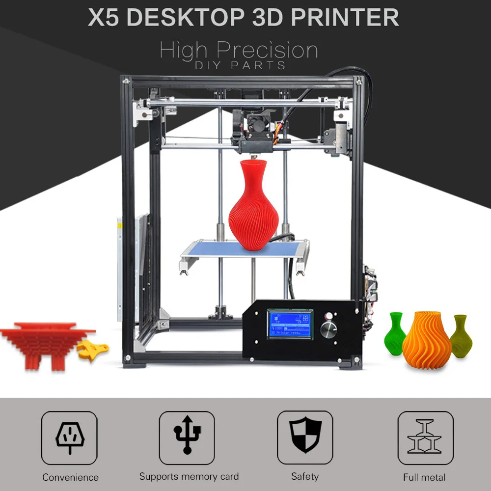 X5 DIY 3D Printer Kits Large Printing Size 210 * 210 * 280mm LCD12864 ... - X5 DIY 3D Printer Kits Large Printing Size 210 210 280mm LCD12864 Screen High Precision Metal