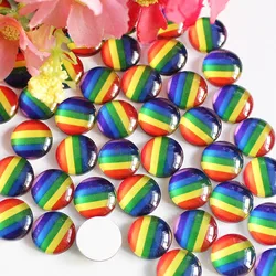 Rainbow Round Glass Cabochon Flatback Photo Base Tray Blank DIY Accessories - 12mm  50pcs