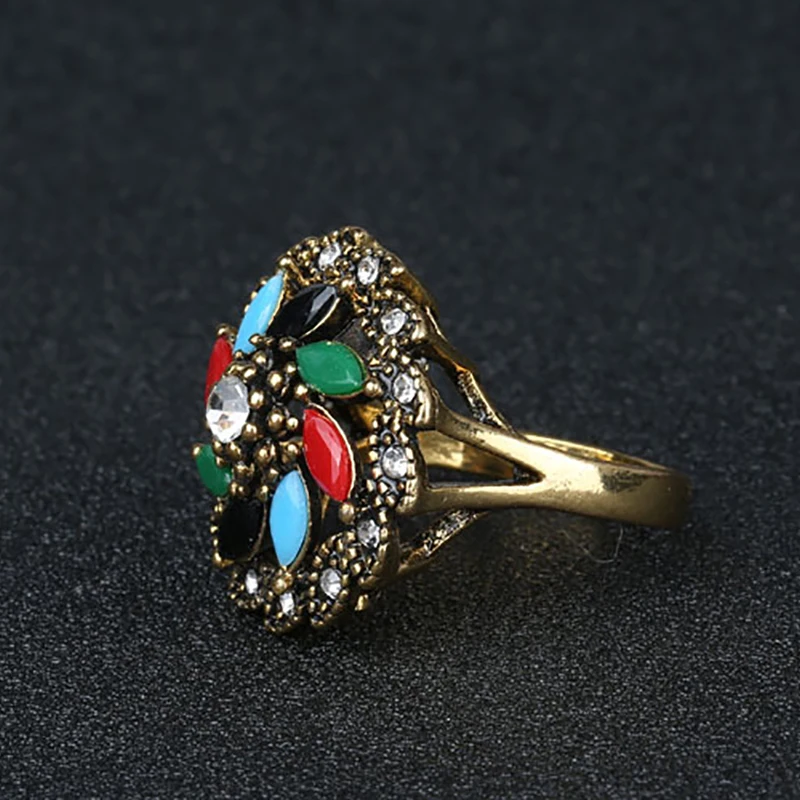 Fashion-Jewelry-Ring-Gold-Color-Vintage-Style-Colorful-Resin-Austrian-Crystals-Round-Windmill-Shape-Rings-For (4)