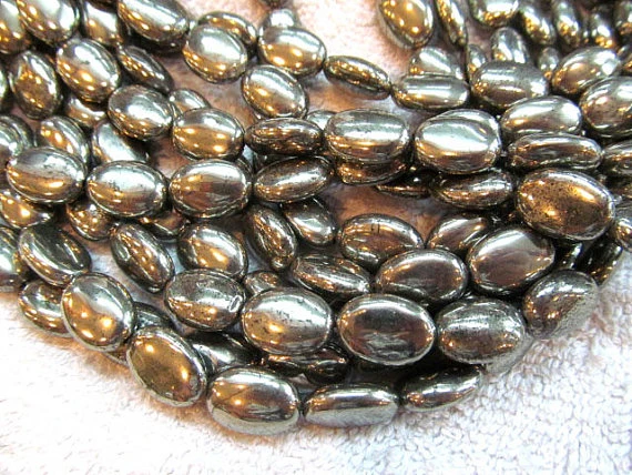 Grado AA pirita granos 12x16mm de alta calidad oval plana de hierro de oro cuentas de joyas de piedras 2 hilos 50 Uds|jewelry jewelry|beads beadsbeads - AliExpress