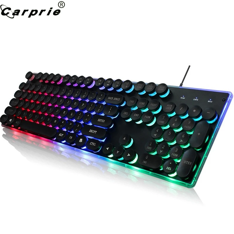

CAPRPIE Illuminated Colorful LED Lighting Wired 104 Keys Backlit Pro Gaming USB Keyboard for PC Laptop 81219
