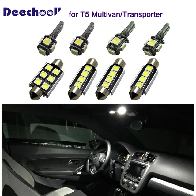 deechooll 18pcsx Car LED Bulb for VW T5 Multivan,Canbus Auto