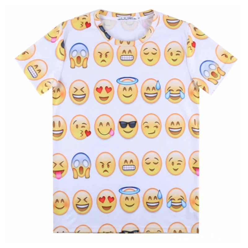 Hot Style Emoji Print Tees Short Sleeve T shirt Women Men t shirt ...