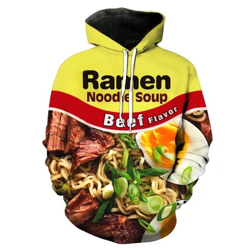 

2019 New Fashion Sweatshirt Men / Women 3d Hoodies Print noodle color food Slim Unisex Slim Stylish Hooded Hoodies