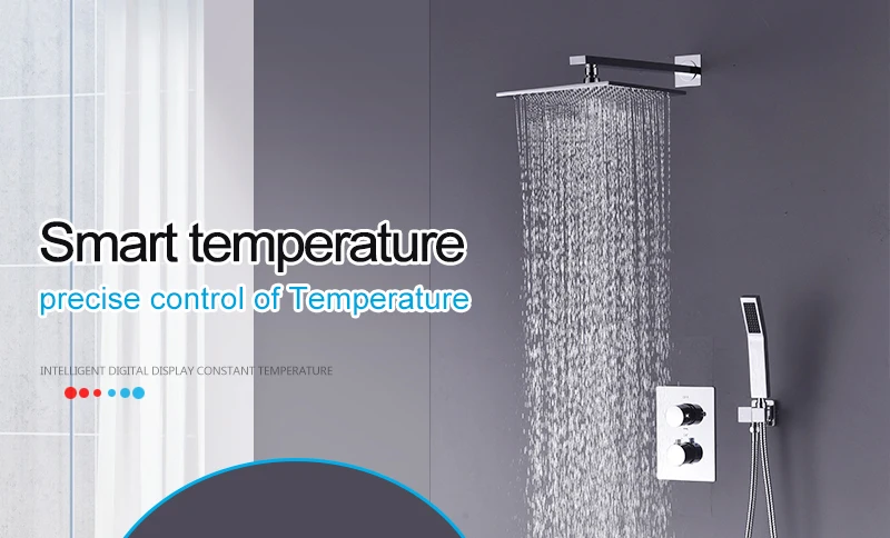 10'' Thermostatic Shower Systems Mixer Valve Set Install The Box Mixing Valve Handheld Bathroom Fold The Faucet Bath Shower Set (1)