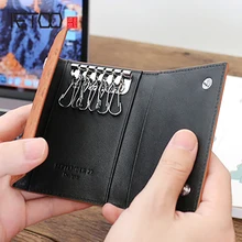 AETOO голова коровья кожа ключ сумка мужская кожа страуса татуировки Ключ Пряжка Женская Пряжка простая маленькая карта сумка