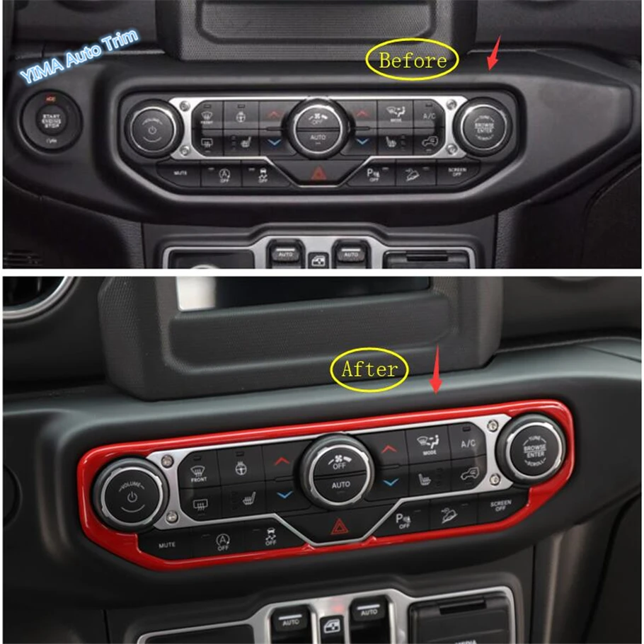 

Lapetus Car Styling Center Control Air Conditioning AC Knob Switch Cover Trim ABS Fit For Jeep Wrangler JL 2018 2019 / 3 Colors