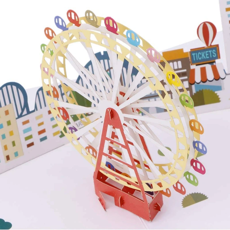  3D Pop Up Ferris Wheel Greeting Card Valentine Christmas Birthday Invitation - 32904515153