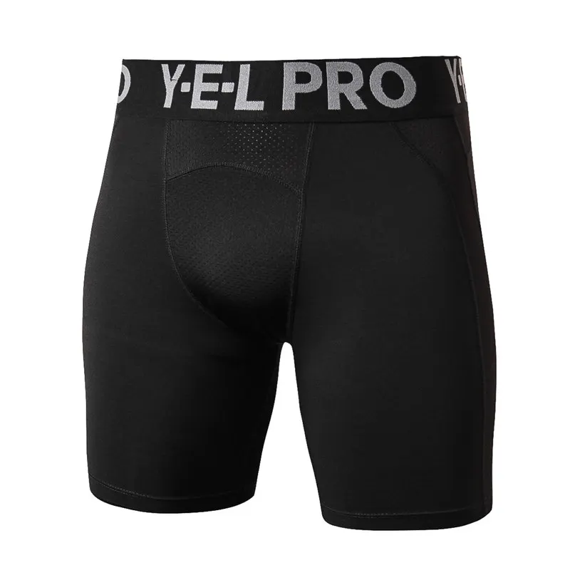LANBAOSI, мужские компрессионные короткие штаны, нижнее белье, термобелье, шорты для бега, брюки, крутые, сухие, спортивные колготки, спортивные трусы-боксеры - Цвет: Black short