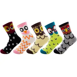 Harajuku хлопчатобумажные мужские носки унисекс Happy Socks печати сова мультфильм животных удобные и дышащие носки скейтборд хип-хоп забавные