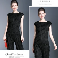 Модная шифоновая Однотонная футболка без рукавов miyake fold