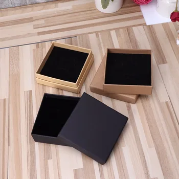 

Kraft Paper Jewelry Gift Box Removable Cotton Pad Earrings Ring Necklace DisplayFashion Jewelry