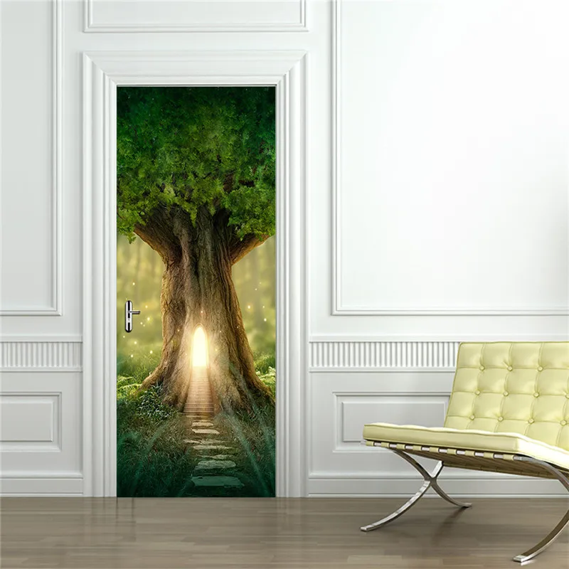 200*77 سنتيمتر diy 3d ملصقات المواد البلاستيكية للماء الأبواب الباب ملصق لغرفة النوم ديكور المنزل 2 قطعة/المجموعة جدار ملصقا ل غرفة المعيشة