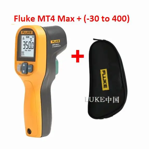 FLuke MT4 MAX IP40 Водонепроницаемый Инфракрасный термометр для измерения температуры-30-350C(-22~ 752F) с ЖК-дисплей со светодиодной подсветкой и высокой/низкой Температура сигнализации - Цвет: MT4 MAX Plus and Bag