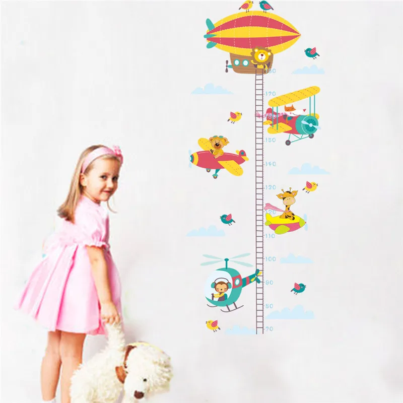 animals giraffe monkey aircraft height measure wall children s height chart wall stickers