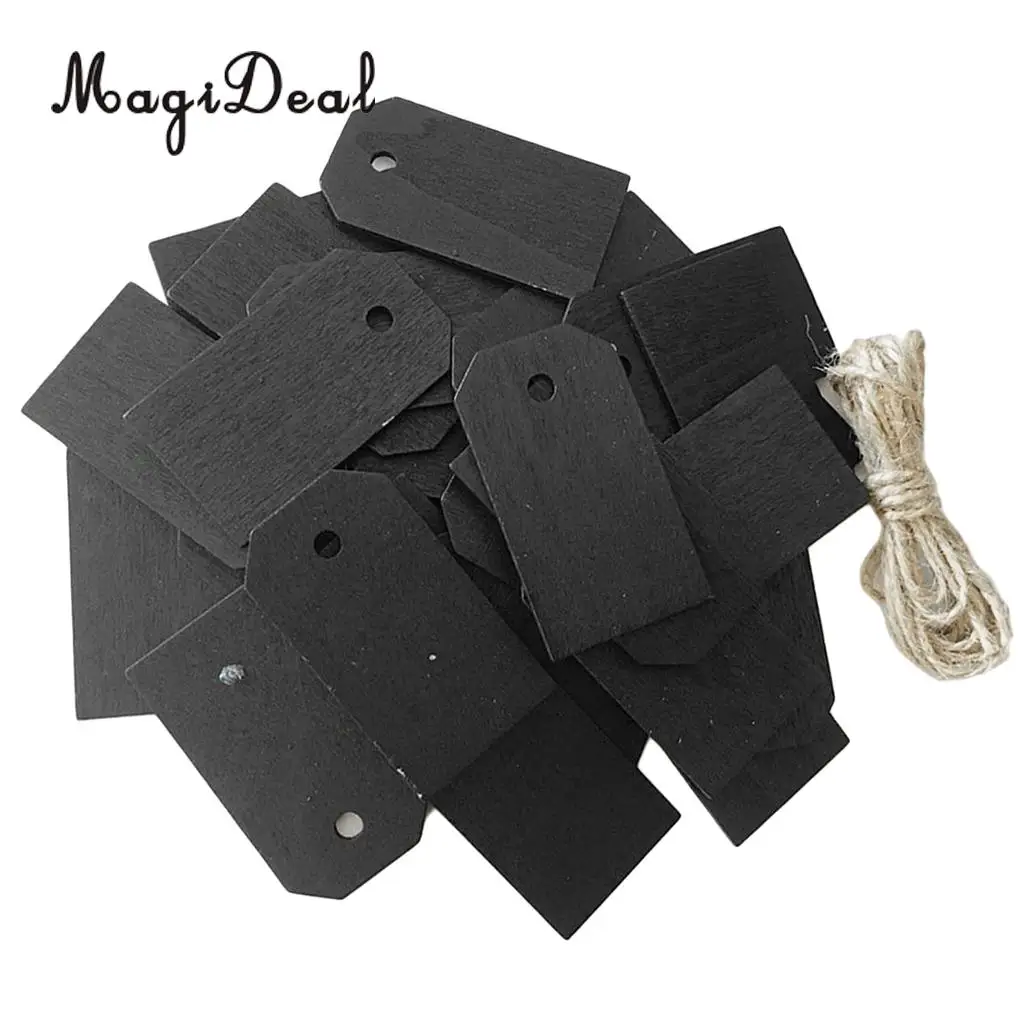 75 Piece Black/White Blank Wooden Gift Tags Hanging Label Plaque Wedding Party Christmas Chalkboard Message Board 56x31mm