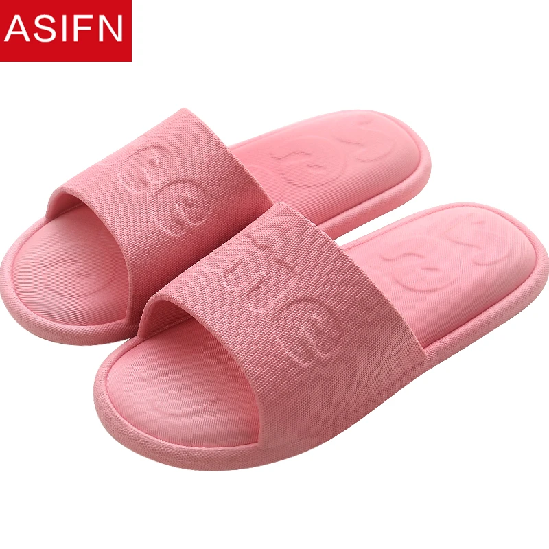 

ASIFN Women Slides Summer Bathroom Slippers Flip Flops Cute Pink Slipper Indoor Soild Men Non-slip 8 Colors Zapatos De Mujer
