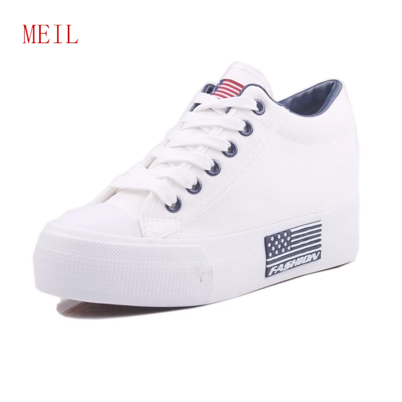 

Wedge Heel Sneaker New 2019 Quality Women's Shoes Breathable Canvas Shoes Women Casual Platform Shoe Thick Sole Zapatillas Mujer