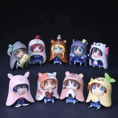 

9pcs/set Anime Himouto Umaru-chan Lovelive Cute Nendoroid Action Figure PVC Toys Collection Cartoon Model Car Decor 5-6cm