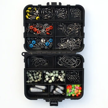

Fishing Connector Accessories 176pcs/set Rolling Fishing Swivel Snap Jig Worm Hooks Luminous Swivel Lead Sinkers Fishing Beads