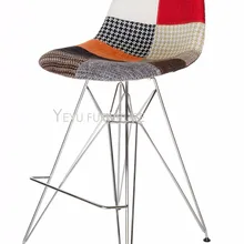 Современный Дизайн Лоскутная Ткань мягкая крышка металлическая основа барный стул барный счетчик стул гостиная модная мебель стул высокий стул