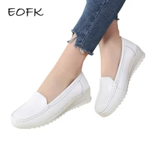 EOFK/Весенняя женская обувь на плоской подошве женская обувь Белая обувь для медсестры без застежки женская повседневная обувь на плоской подошве