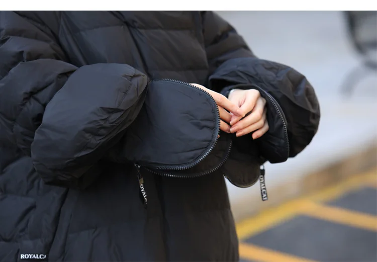 Oversize Winter Down Jacket Women with Gloves Long Korean Duck Down Coat Winter Puffy Jacket Casacas De Mujer 15799 KJ2742