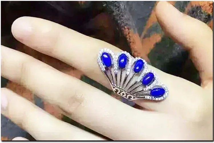 Кольцо от производителя, в Европе и Корона из серебра, инкрустированные lapis кольцо, женское ювелирное изделие