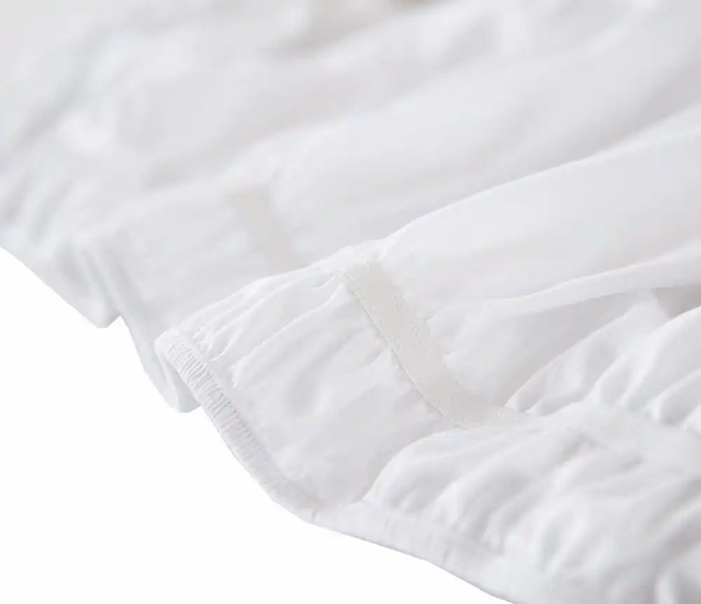 Wrap Around Bed Skirt Dust Ruffle Queen King Taupe Easy Fit Elastic Solid New