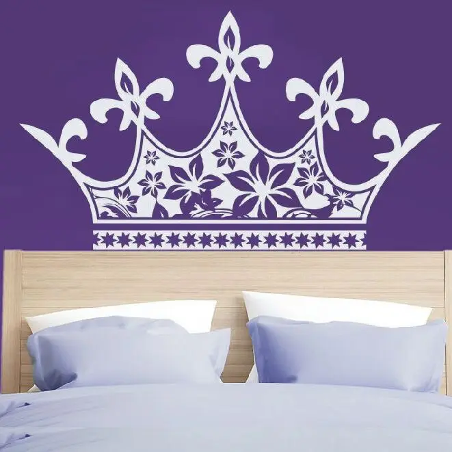 

Home Decor Princess Crown Headboard Wall Decal Baby Girls Bedroom Decoration Princess Half Crown Vinyl Wall Sticker Mural AY934