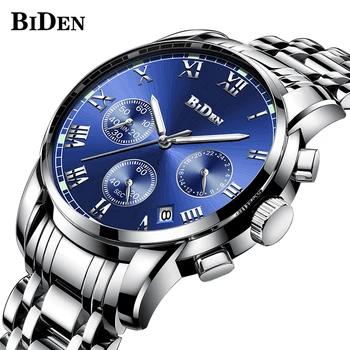 

BIDEN New Mens Watches Top Brand Luxury Sport Fashion Casual Mens Watch Quartz Stainless Steel Waterproof Man Wristwatch