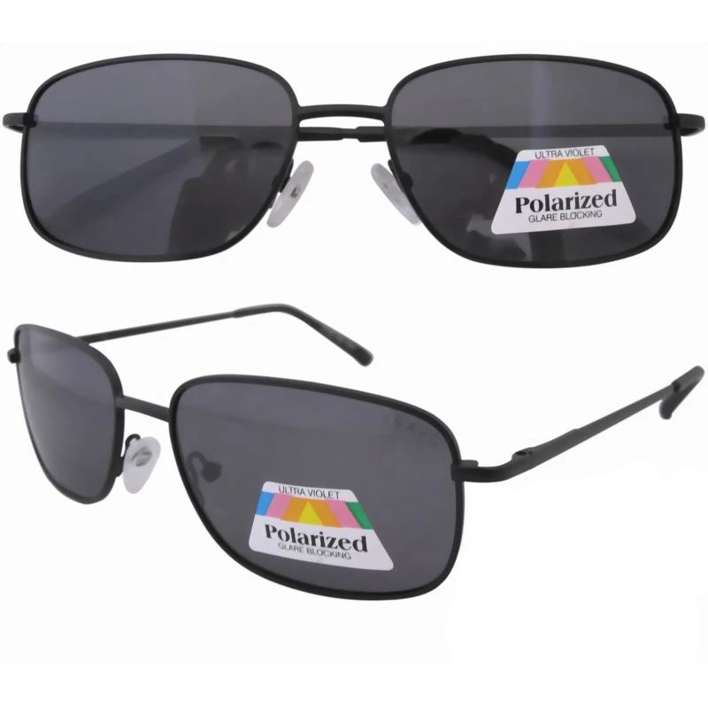 12076 Spring Hinge Gray Lens Polarized Glasses Black Frame Polarized