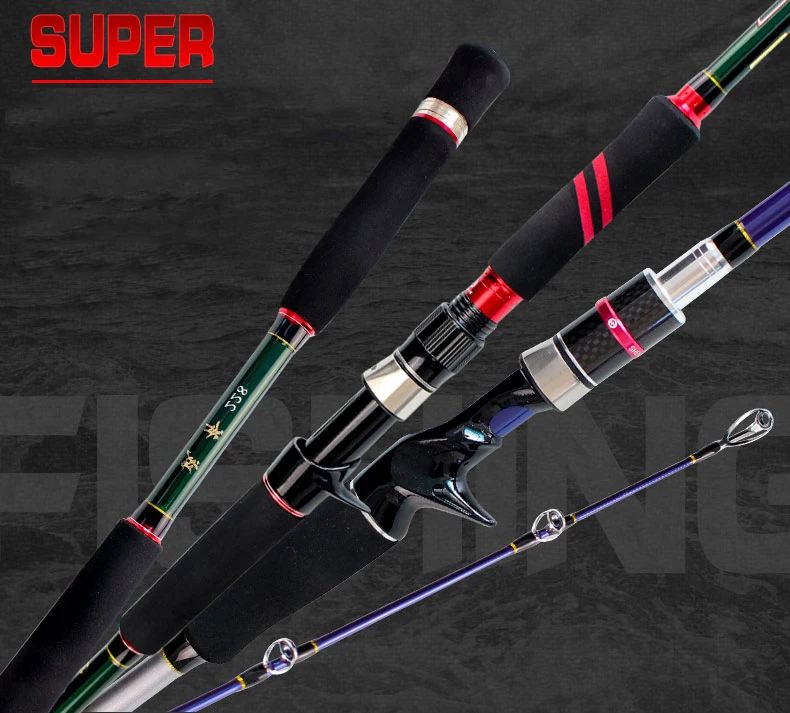 RoseWood 2.1M 2.28M Carbon Bait Casting Rod 9-30g, 9-40g Lure Wieght Super Power Fishing Rod EVA Handle, Blue & Green  (1)