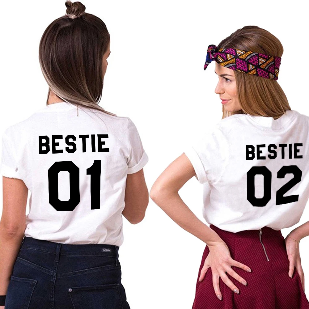 Футболка с надписью Best Friends Одинаковые футболки Sister BFF Хлопковая женская модная