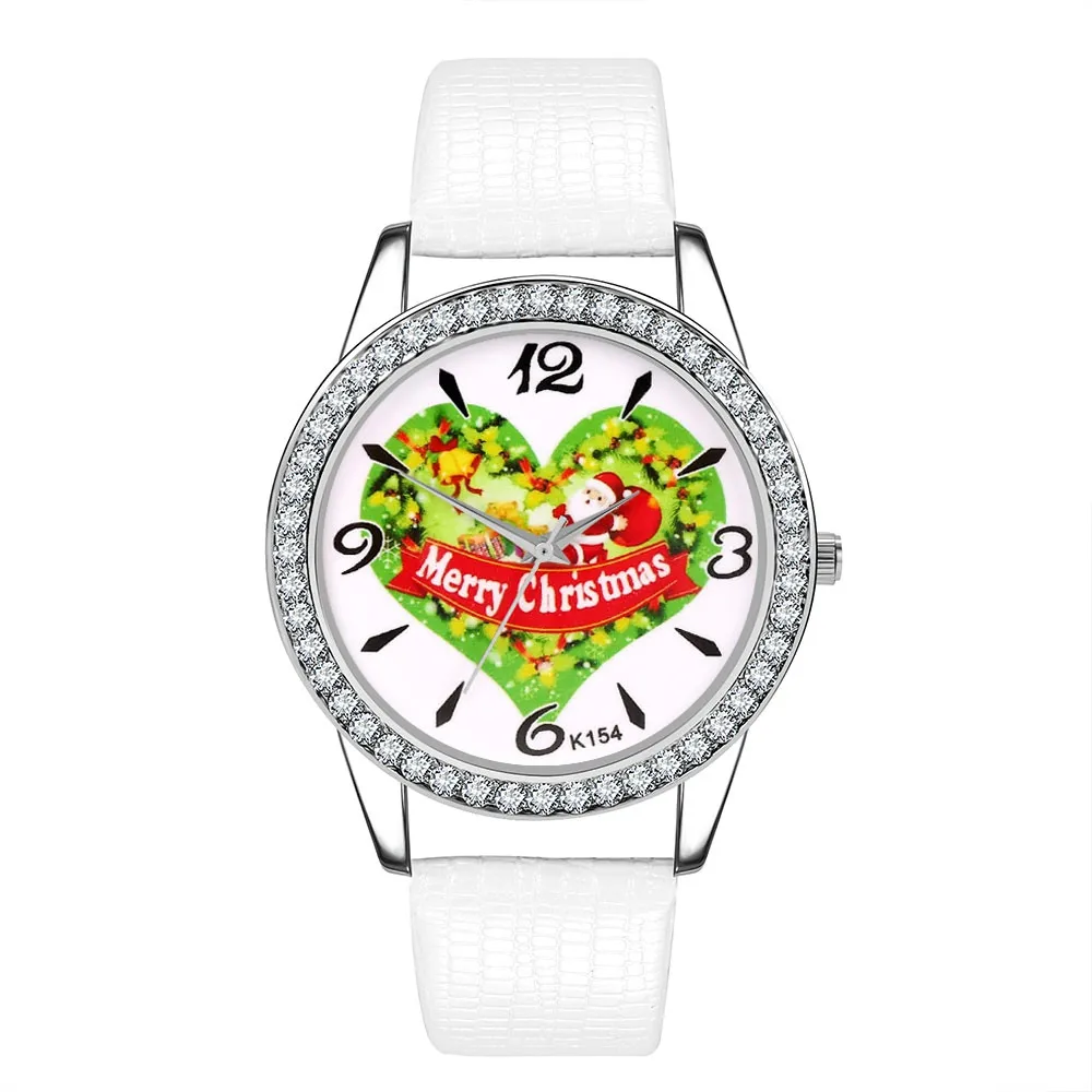 

Watch Women 2018 relogio masculino Christmas Elderly Pattern Leather Band Analog Quartz Watches Luxury Casual Fashion Watch &Ff