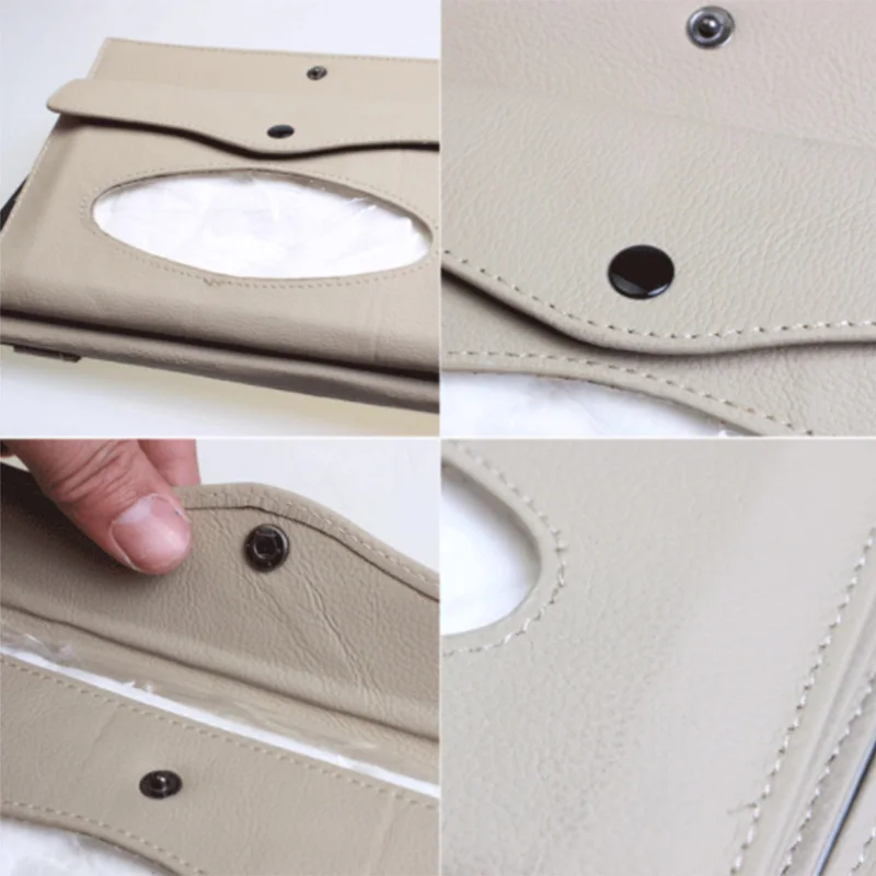 prativerdi New 3 in 1 Leather CD Case Car DVD Sun Visor Box With Tissue Travel Organizer For Glasses Business Card Storage Bag11