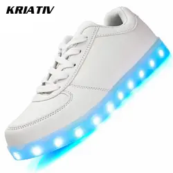 KRIATIV светящиеся кроссовки для девочек и мальчиков Chaussure Light Up Infant usb зарядка светящаяся обувь со светодиодами с подсветкой кроссовки