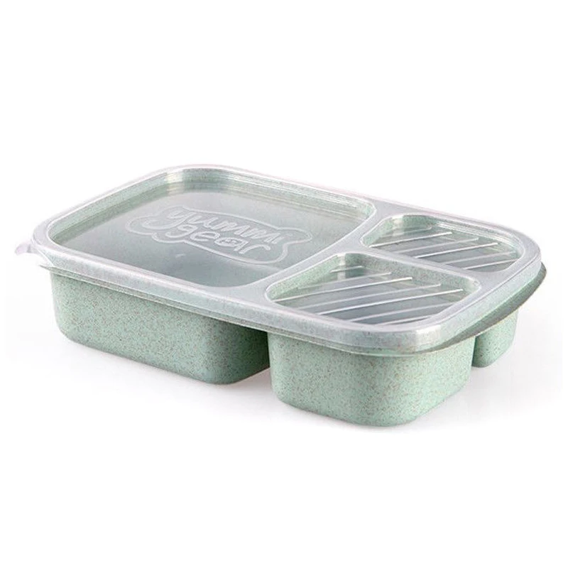 1 шт. переносная коробка для ланча 3 в форме сетки в скандинавском стиле посуда ланч бокс эко Дети студентов контейнер для еды - Цвет: Green