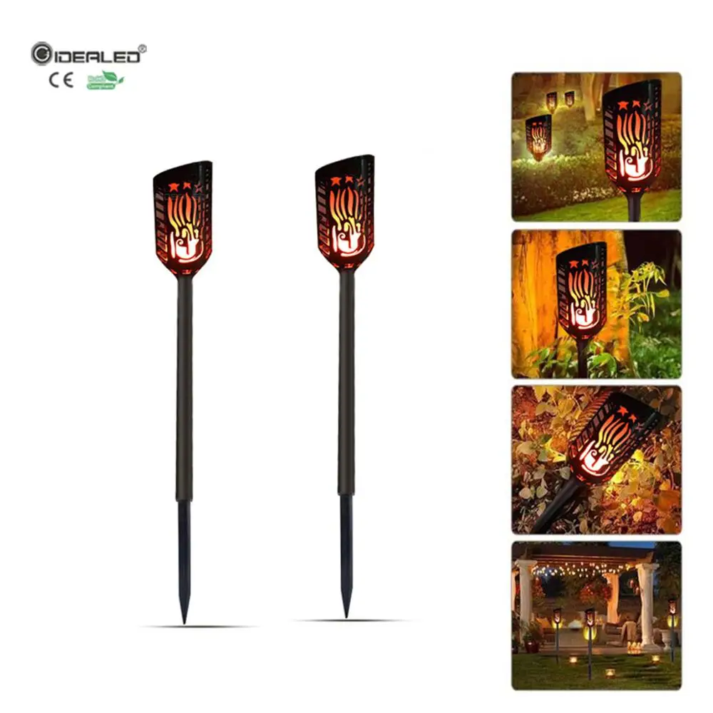 2-Pack New Solar Flame Flickering Garden LED lamp Waterproof solar powered dynamic Torch Light outdoor garden solar LED light