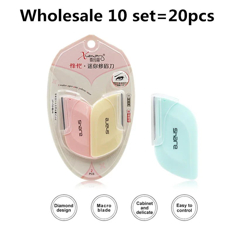 Wholesale 10 set Mini Diamond Razor Eyebrow Facial Hair Remover Eyebrow