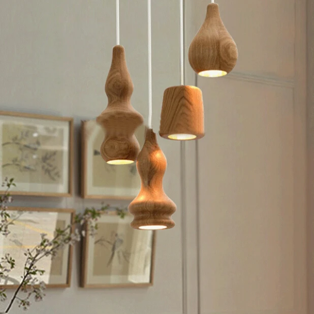 

Nordic Loft Vintage Wood Pendant Lights Red White Cord Pendant Lamps E27 Socket Wood Lampholder Suspension Hanging Lamparas