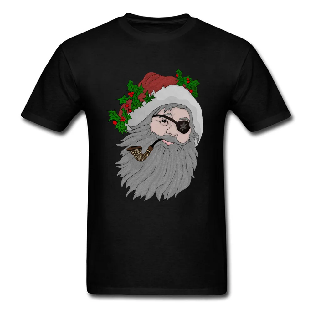 cheap 2018 Christmas Pirate Claus Print Men Funny T shirt Santa With A Pipe Cartoon T Shirt Custom Novelty Gift Tee Shirts For Male