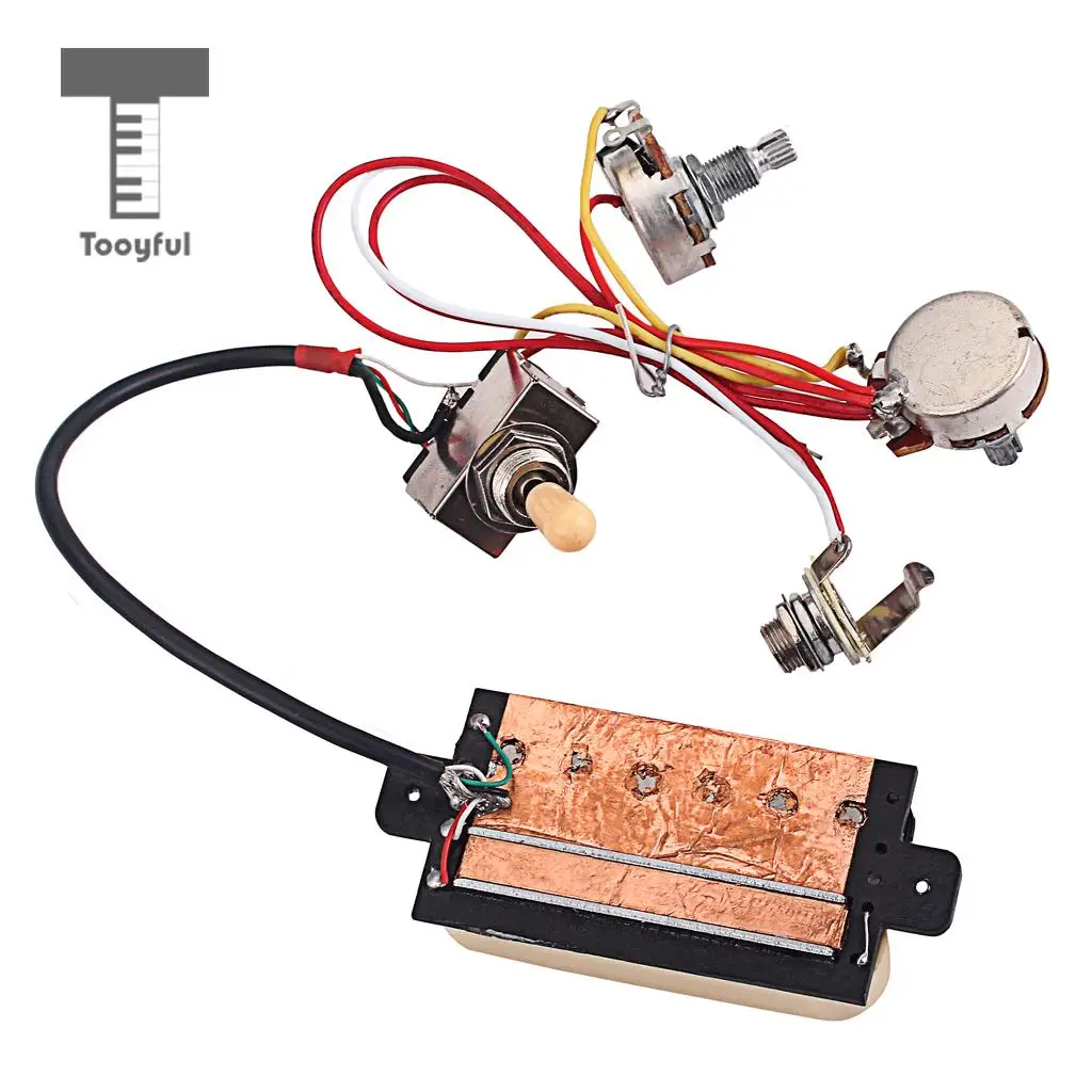 Tooyful 1 Set Copper Dual Rail Single Coil Pickup Humbucker for Electric/Cigar Box Guitar Parts DIY