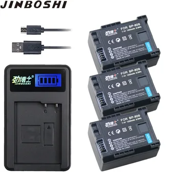 

3pcs/lots BP-808 BP808 BP 808 Replacement Batteries + LCD USB charger for Canon BP 827 809 819 HFS30 HFM41 HFM400 FS300 FS1