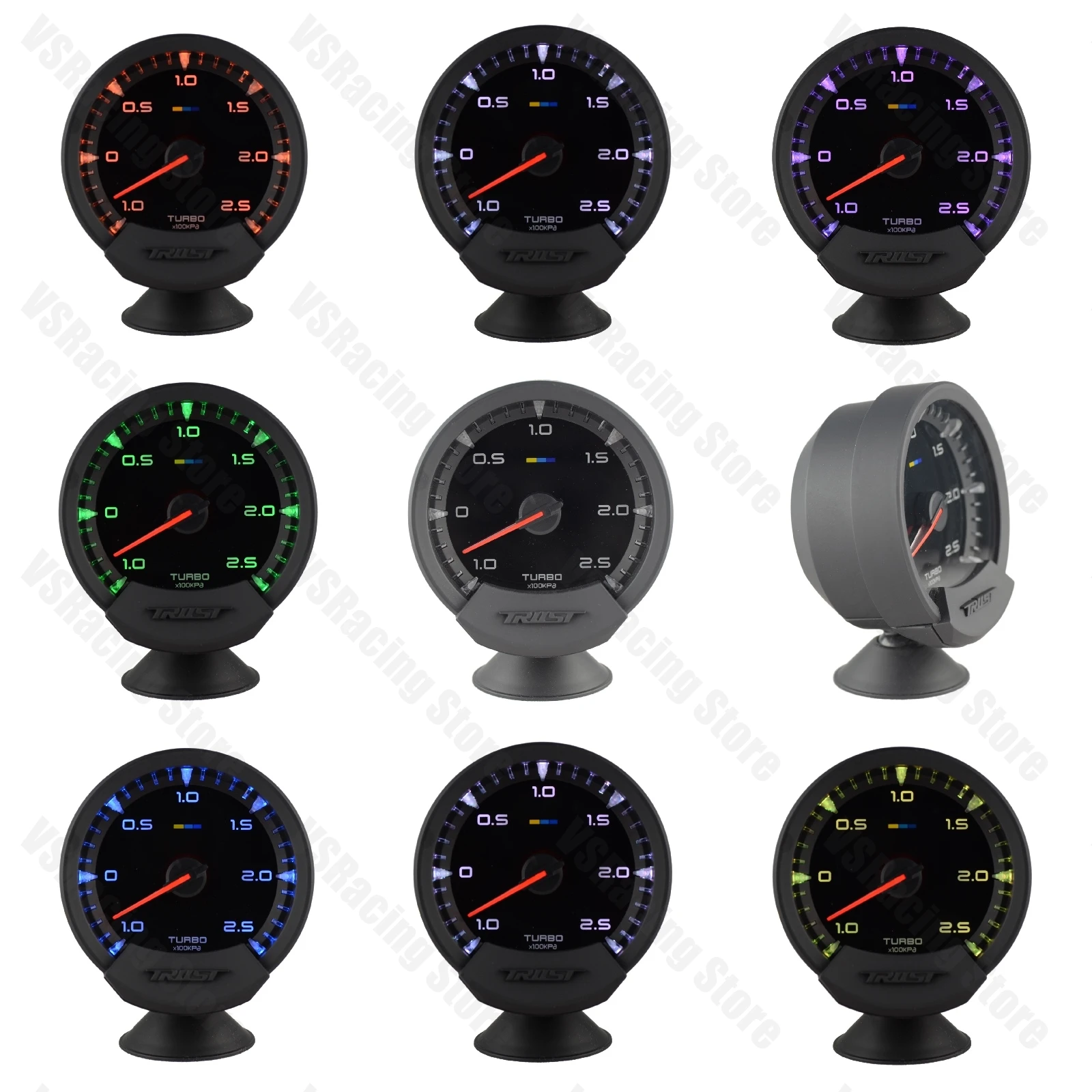 

74mm GReddi Sirius Meter Turbo Boost Gauge 7 Colors Racing Car Gauge New Electronic Boost Sensor 2.5 Bar 3 Inch