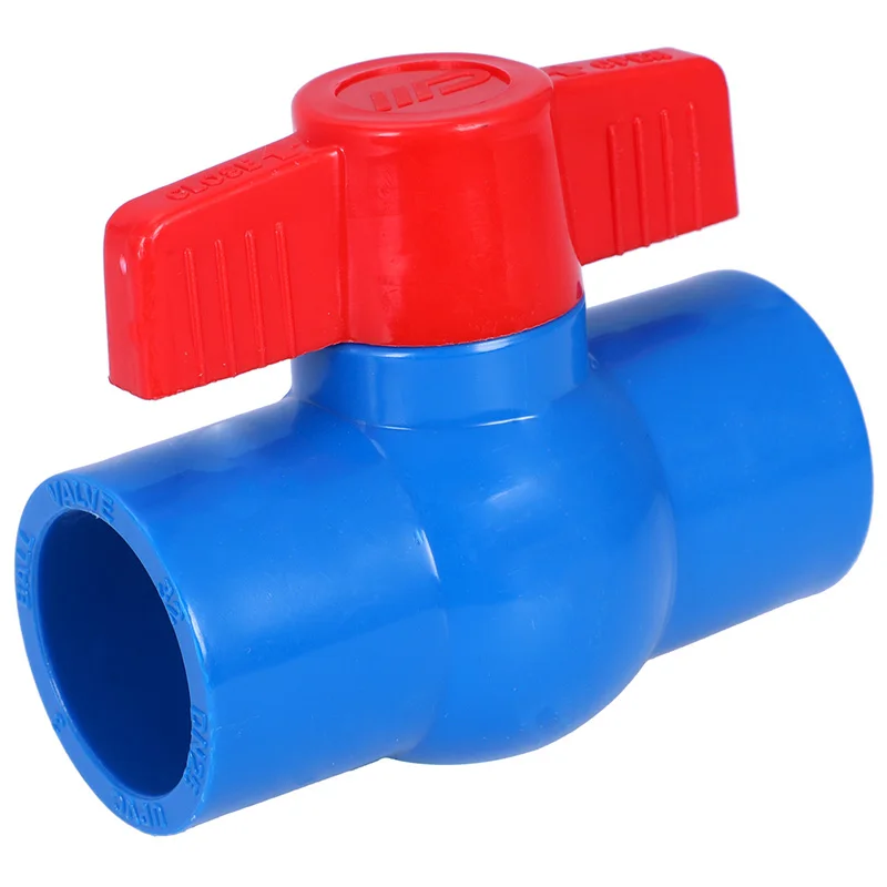 

32mm x 32mm Slip Full Port Red Handle Lever U-PVC Ball Valve Blue