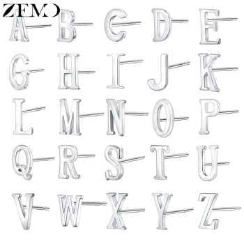 

ZEMO Stud Earrings for Women Real 925 Sterling Silver Initial Earrings Alphabet Letters Stud Earrings Small Cute boucle d'oreile